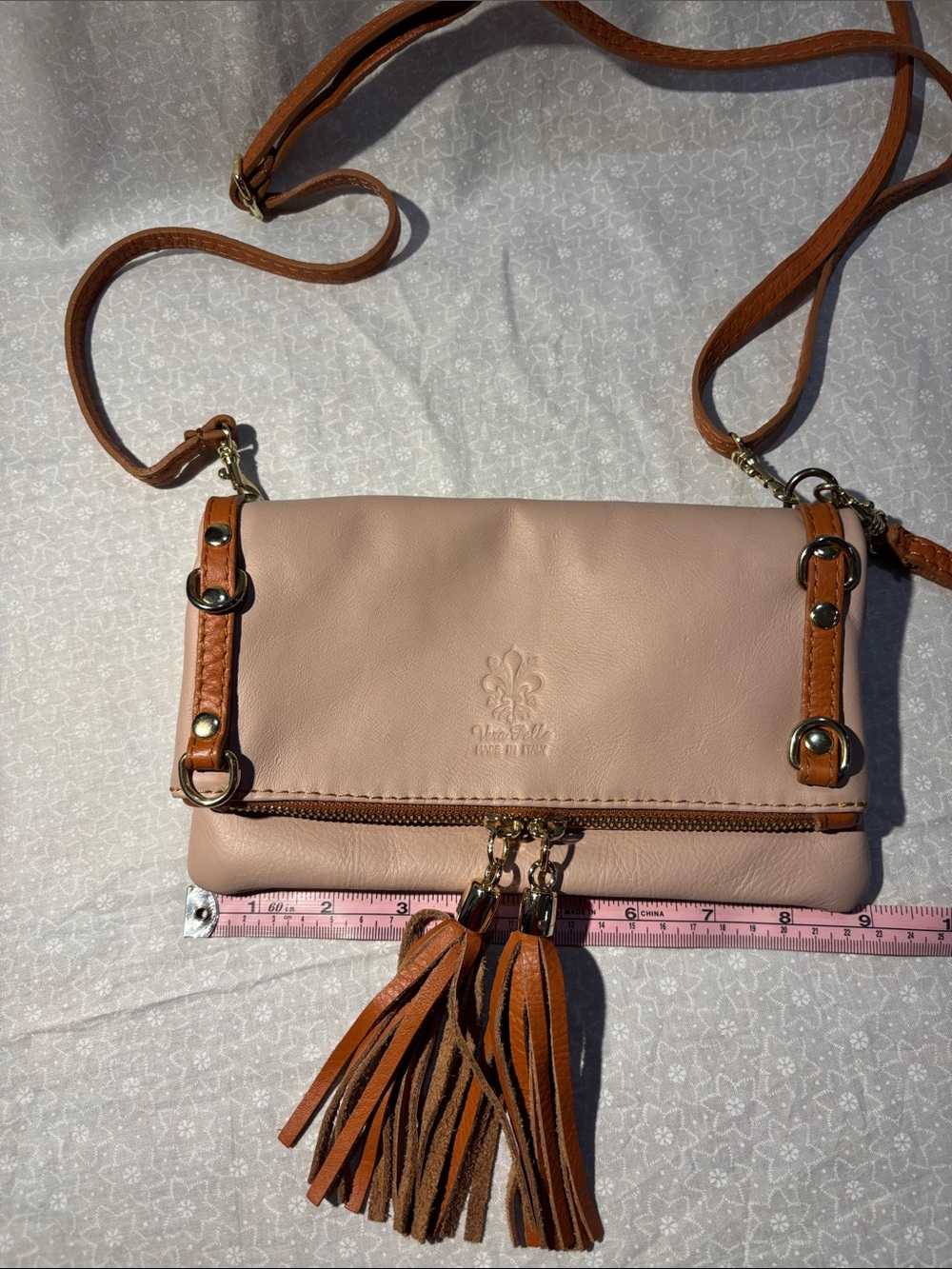 Vera Pelle Italian Leather Wristlet/Crossbody Purse